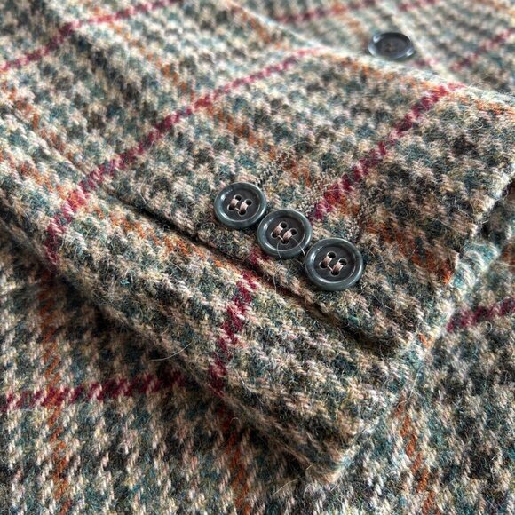 Wool Cashmere Tweed Plaid Blazer Jacket Heritage Classic Donegal Ireland, M - Picture 7 of 15